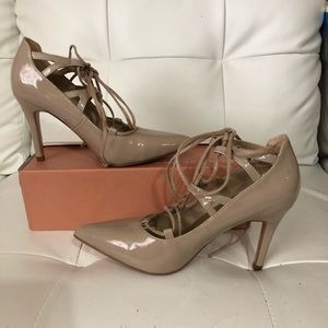 Leather Lace Up Point Toe Heel